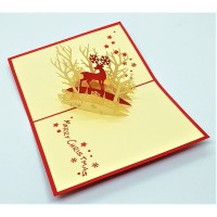 Handmade 3D Pop Up Xmas Card Happy Christmas Reindeer Snowflakes Tree Star David Origami Greetings Christmas Gift Ornament